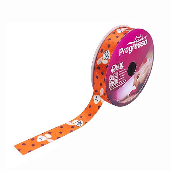 Fita de Cetim Páscoa 10m x 15mm - Cor 050 - Coelho  - Rolo 10 metros - 1 unidade - Progresso - Rizzo