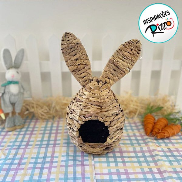 Ninho Decorativo de Páscoa Coelho - Palha - 30cm - 1 unidade - Rizzo