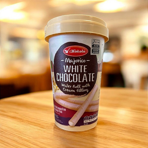 Biscoito Wafer Roll Recheado Sabor Chocolate Branco - 120g - 5 unidades - Rizzo