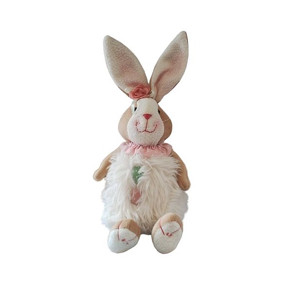 Enfeite Decorativo De Páscoa - Coelho Sentado Com Luz - Rosa - 39cm - 1 unidade - Rizzo - Rizzo