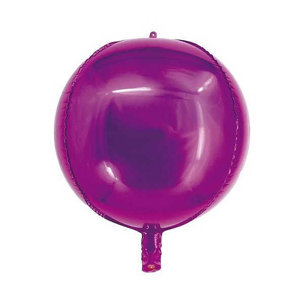 Balão de Festa Metalizado 14" 36cm - Redondo 4D Pink - 1 unidade - Silver Festas - Rizzo