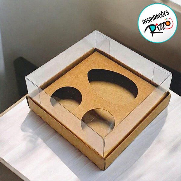Caixa Ovo com 2 Brigadeiros - Meio Ovo de 50g -10,4x10,4x4,6cm - Kraft - 5 unidades - Assk - Rizzo