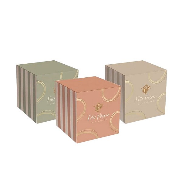 Caixa Cubo Pop Sortido Tonal - Feliz Páscoa - 10 unidades - Cromus - Rizzo