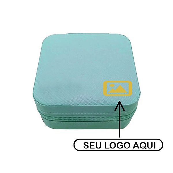 Mini Porta Joias Personalizado Azul Claro - Mini Logo Dourado - 1 unidade - Rizzo
