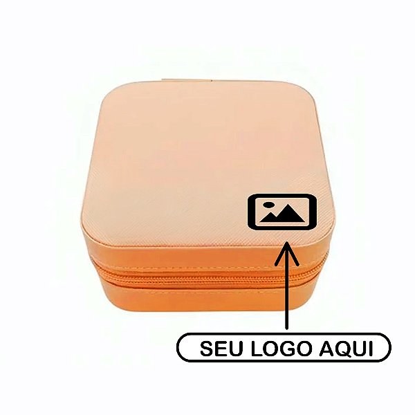 Mini Porta Joias Personalizado Salmão - Mini Logo Preto - 1 unidade - Rizzo