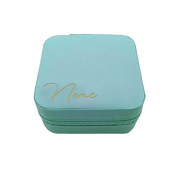 Mini Porta Joias Personalizado - Nome Elegante - Azul Claro - 1 unidade - Rizzo