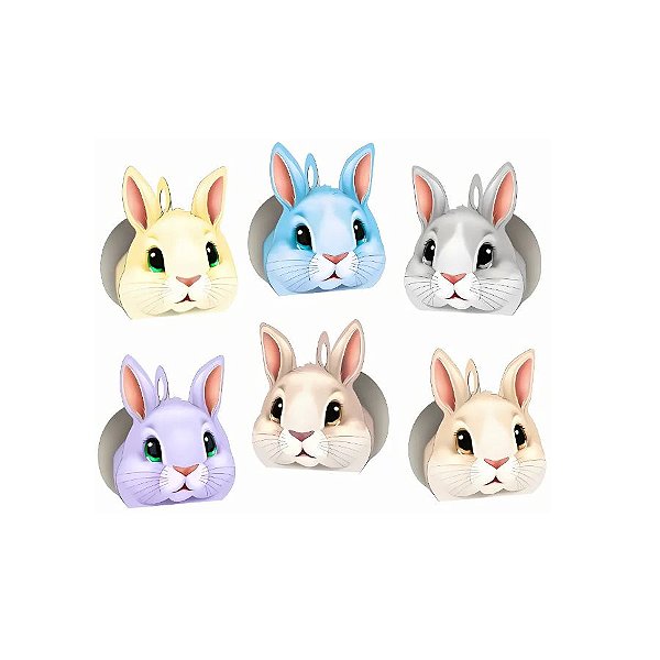 Caixa Surpresa De Páscoa - Coelhinhos - 5x5x8cm - 3 unidades - Rizzo