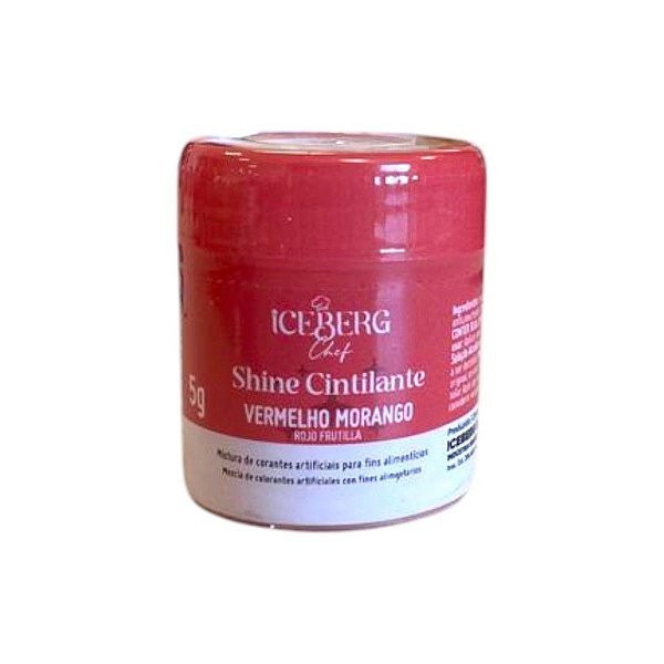 Corante em Pó Shine Cintilante Vermelho Morango - 5g - 1 unidade - IceBerg - Rizzo