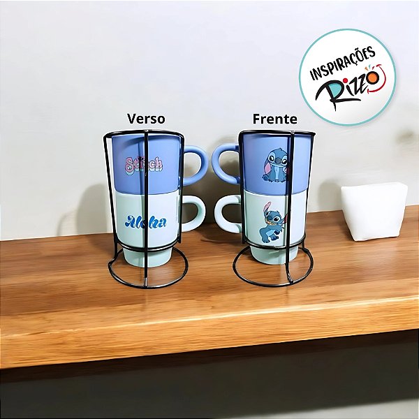 Kit xicaras Empilhadas Stitch - 150ml - 1 unidade - Disney Original - Rizzo