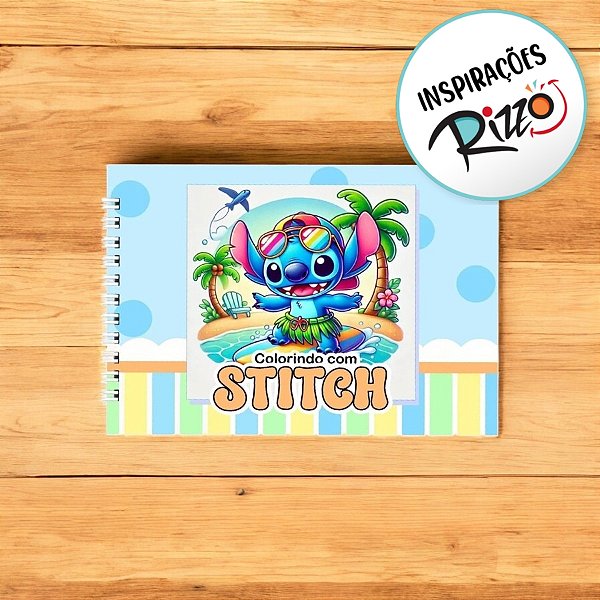 Livro Ilustrado Para Colorir Azul - Colorindo com Stitch - 50 Páginas - 1 unidade - Rizzo