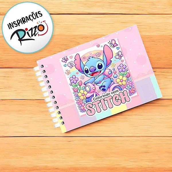 Livro Ilustrado Para Colorir Rosa- Colorindo com Stitch - 50 Páginas - 1 unidade - Rizzo