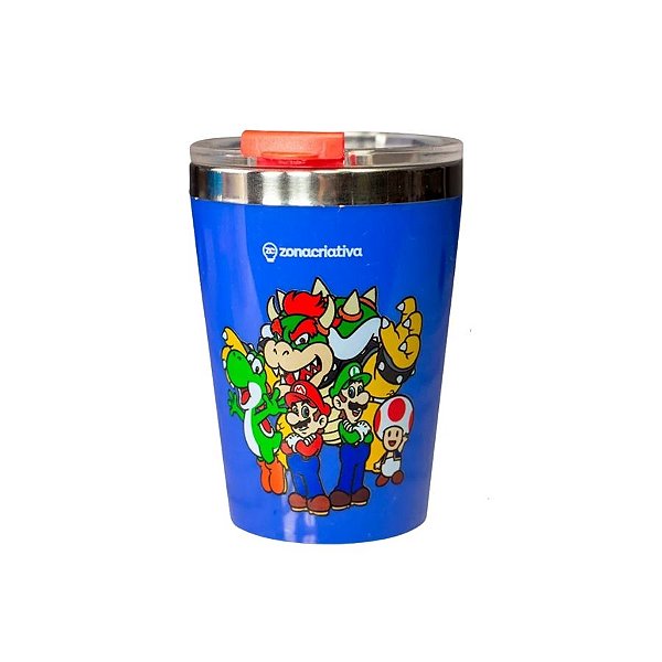 Copo Viagem Térmico Com Tampa - Mario e Amigos - 300ml - 1 unidade - Rizzo
