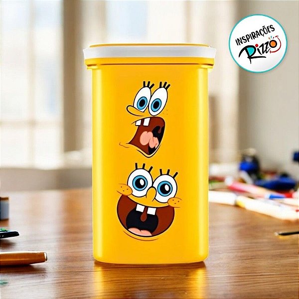 Pote de Plástico Organizador Bob Esponja - 14,5x8cm - 750ml - 1 unidade - Rizzo