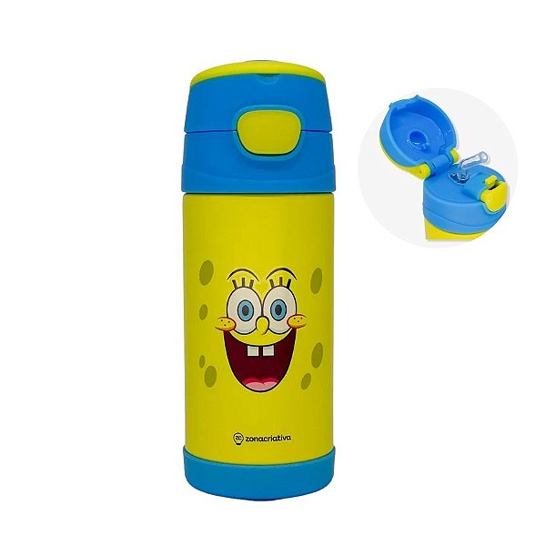 Garrafa Térmica com Canudo Bob Esponja - 350ml - 1 unidade - Rizzo