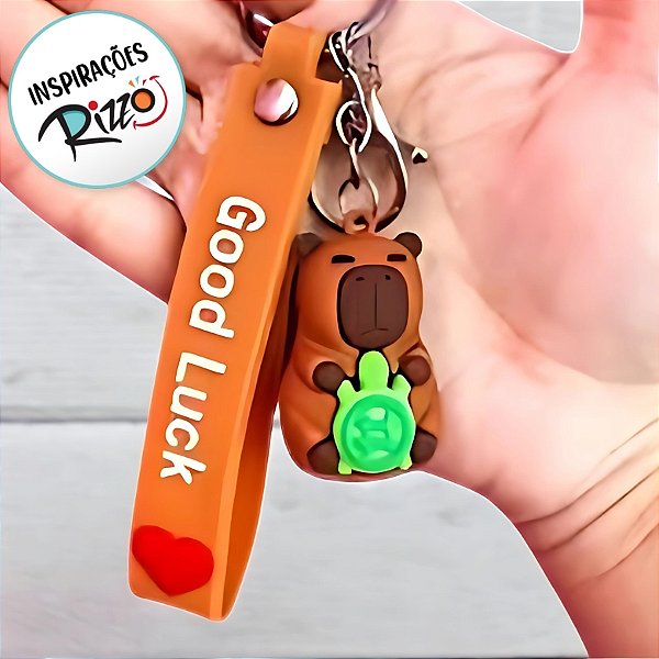 Chaveiro Good Luck Capivara Abraçando Tartaruga - 4cm - 1 unidade - Rizzo