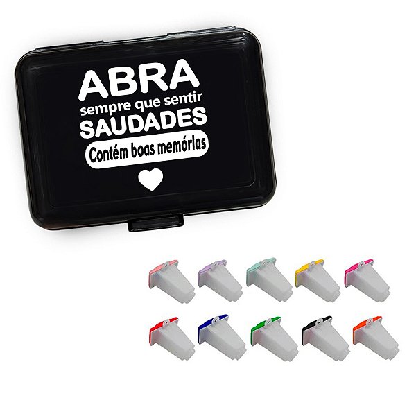 Kit Caixa Personalizada Boas Memórias Preta + 10 Mocóculos Fotográficos Sortidos com Foto - Personalize - 1 unidade