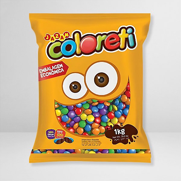 Mini Pastilhas Confeitadas Sabor Chocolate Coloreti - Cores Sortidas - 1kg - 1 unidade - Rizzo