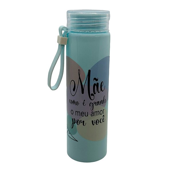 Garrafa Azul com Alça - Mãe Como é Grande o meu Amor por Você - 500ml - 1 unidade - Rizzo