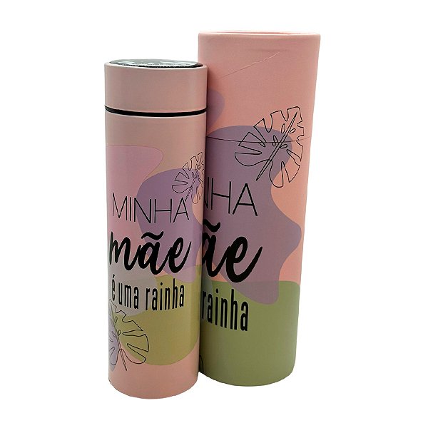 Garrafa Térmica Roxo com Termômetro - Minha Mãe é uma Rainha - 410ml - 1 unidade - Rizzo
