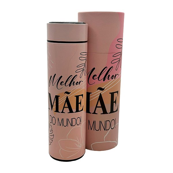 Garrafa Térmica Roxo com Termômetro - Melhor Mãe do Mundo - 410ml - 1 unidade - Rizzo