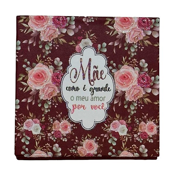 Bloco de Anotações Vinho - Mãe Como é Grande o meu Amor Por Você - 8cm - 1 unidade - Rizzo