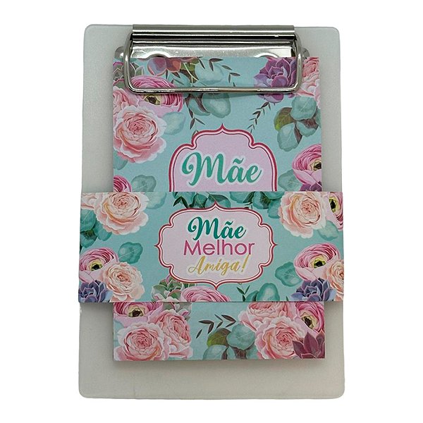 Bloco de Anotações Azul com Prancheta - Mãe Melhor Amiga - 9,5x13,5cm - 1 unidade - Rizzo
