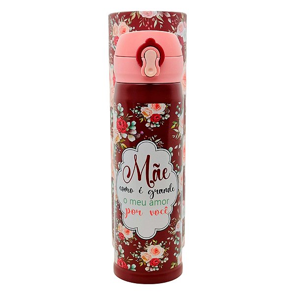 Garrafa Térmica Mãe Como é Grande o Meu Amor por Você - 450ml - 1 unidade - Rizzo
