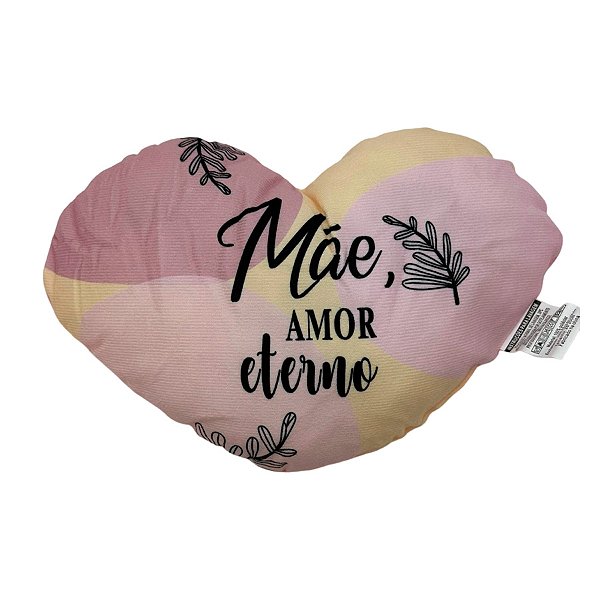 Almofada Coração de Pelúcia - Mãe Amor Eterno - 26x18,5cm - 1 unidade - Rizzo