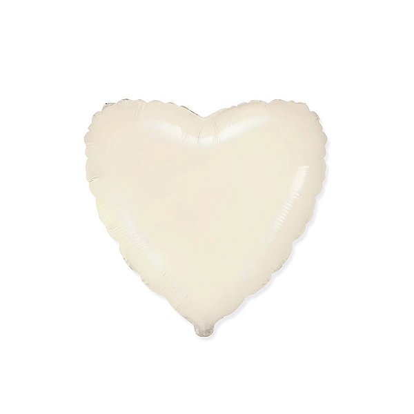 Balão de Festa Metalizado 20" 50cm - Coração Satin Cream - 1 unidade - Rizzo