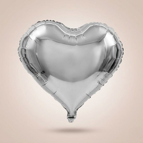 Balão de Festa Metalizado 18"45cm - Coração Prata - 1 unidade - Partiufesta - Rizzo