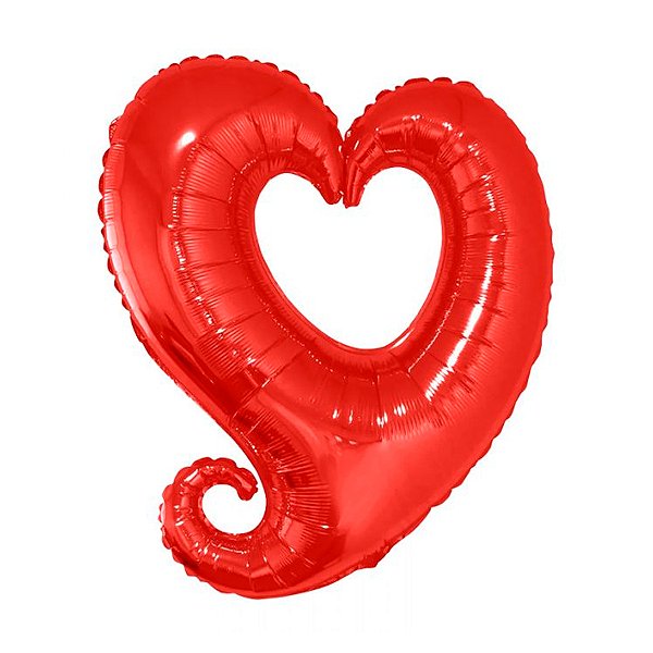 Balão de Festa Metalizado 36" 36cm - Coração Link Liso Vermelho - 1 unidade - Rizzo
