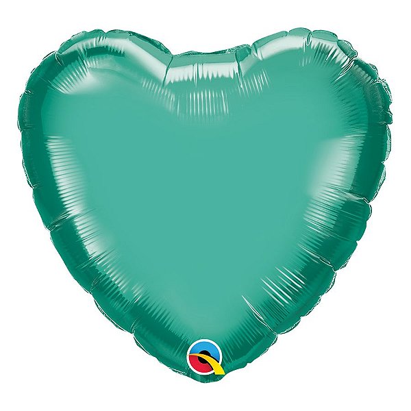 Balão de Festa Microfoil 18" 45cm - Coração Chrome Verde - 01 Unidade - Qualatex - Rizzo Balões
