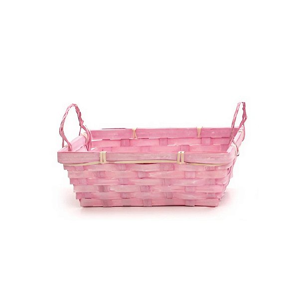 Cesta de Bambu Retangular - Rosa - 22cm - 1 unidade - Cromus - Rizzo