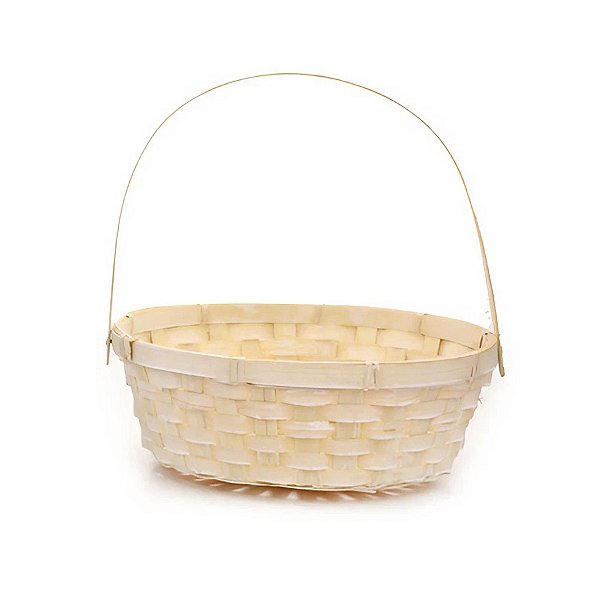 Cesta de Bambu com Alça Dobrável - Amarelo - 24cm - 1 unidade - Cromus - Rizzo