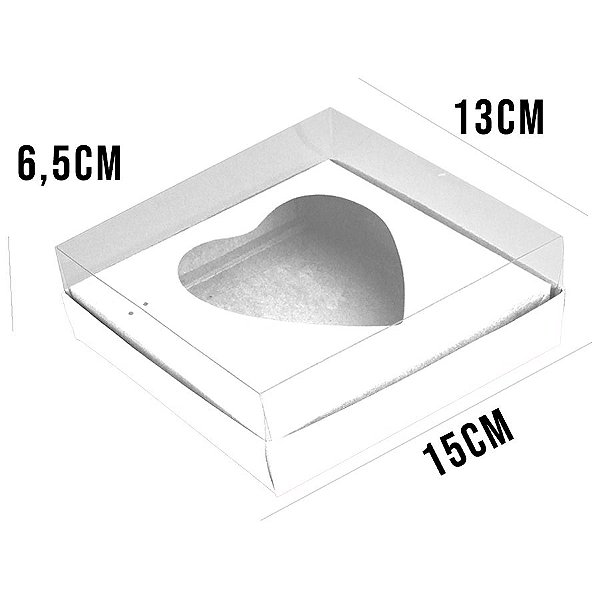 Caixa para Meio Ovo Coração 250g - Branco - 15x13x6,5cm - 5 unidades - Assk Rizzo
