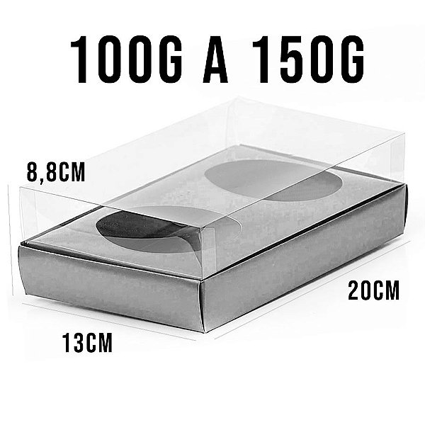 Caixa Ovo de Colher - Dois Meio Ovo de 100g a 150g - 20cm x 13cm x 8,8cm - Kraft - 5 unidades - Assk - Rizzo