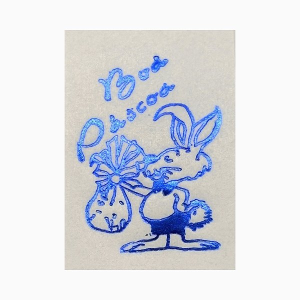 Etiqueta De Páscoa Azul "Coelho Segurando Ovo" - 4cm - 100 unidades - Rizzo