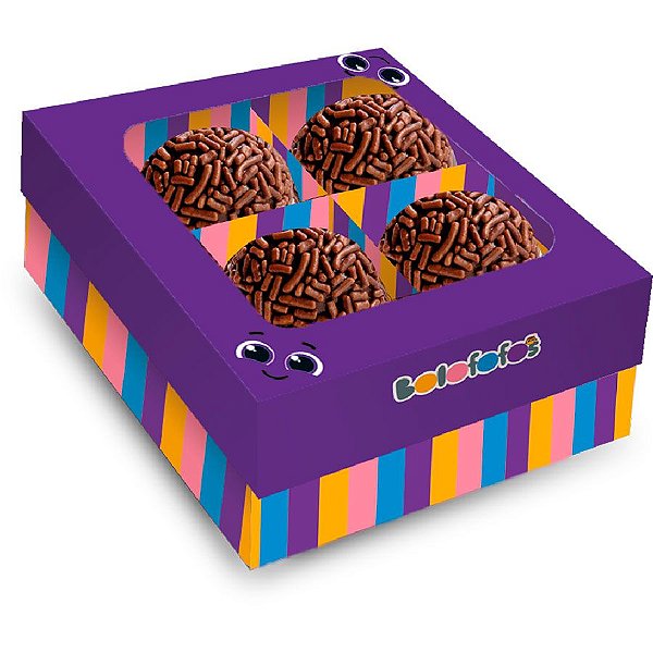 Caixa 4 Bombons Quadrado com Visor - Bolofofos - 1 unidade - Festcolor - Rizzo