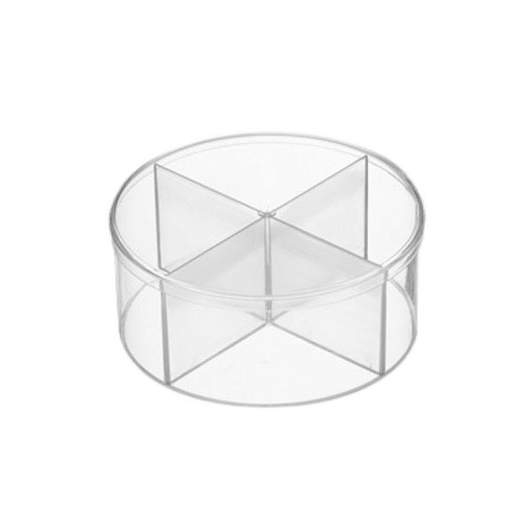 Caixa Acrilica Trasparente Redonda com Divisórias - 12cm - 1 unidade - Rizzo