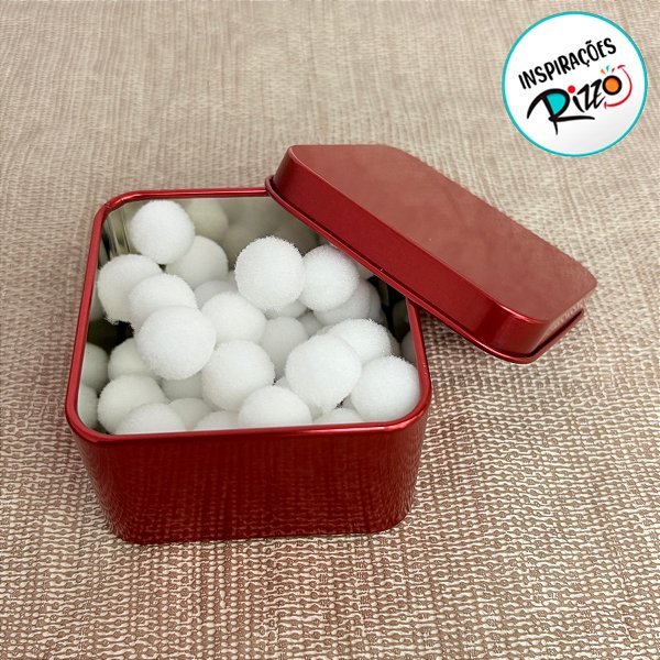 Lata de Metal Quadrada - Vermelho - 6,5cm - 10 unidades - Rizzo