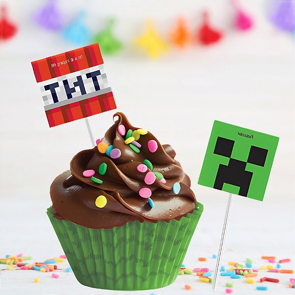 Bandeirinhas para Docinhos - Minecraft - 8cm - 8 unidades - FestColor - Rizzo
