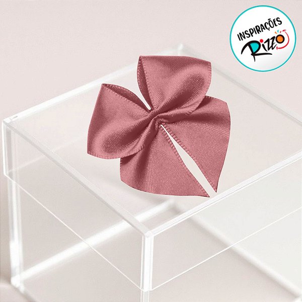 Lacinho de Fita de Cetim Rosa Velho 22mm - 5cm - Cor 1143 - 12 unidades - Progresso - Rizzo