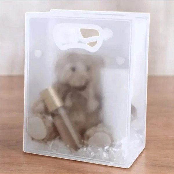 Sacola Transparente Fosca Pvc Alça Plana Branca - 30x23x15cm - 1 unidade - Cromus - Rizzo