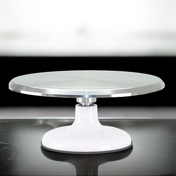Bailarina Prato Giratório de Inox Premium - Branco - 29cm - 1 unidade - Silver Festas - Rizzo
