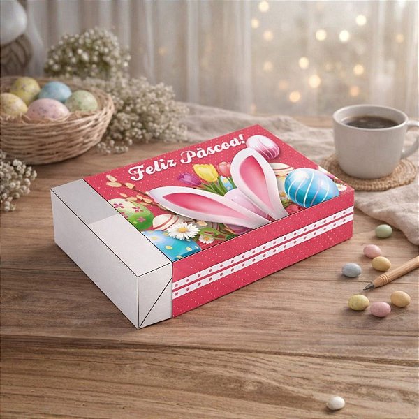 Caixa Divertida Feliz Páscoa Orelha Ref. 348 - 6 doces com 10 un. Erika Melkot Rizzo Confeitaria