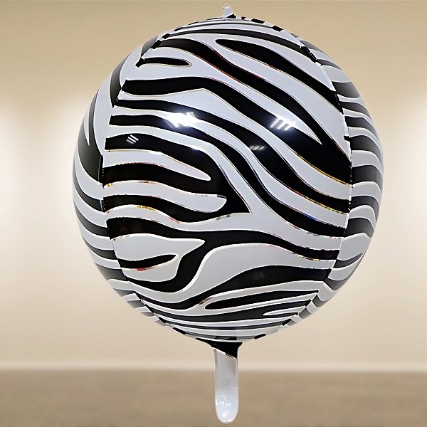 Balão de Festa Microfoil 22'' 55cm - Zebra - 1 unidade - Rizzo