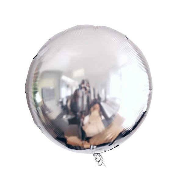 Balão de Festa Microfoil 9'' 22cm - Redondo Prata - 1 unidade - Rizzo