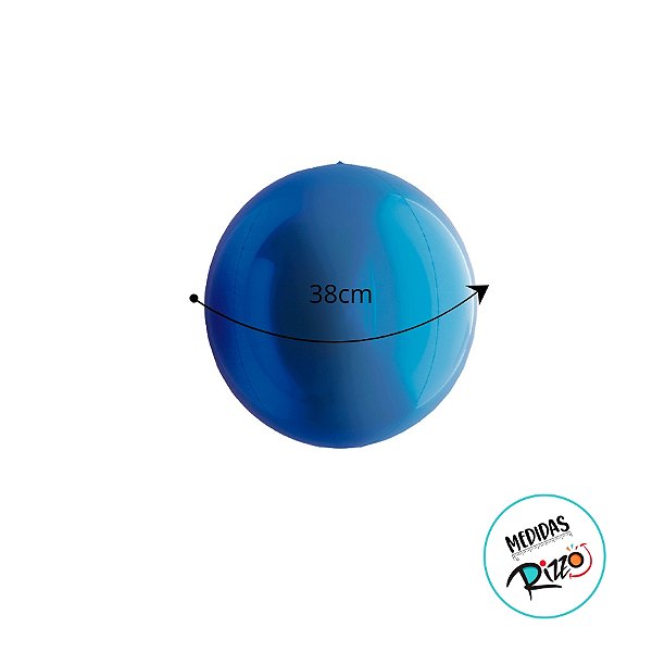 Balão de Festa Metalizado 15'' 38cm - Esphera Azul Redondo - 1 unidade - Cromus - Rizzo