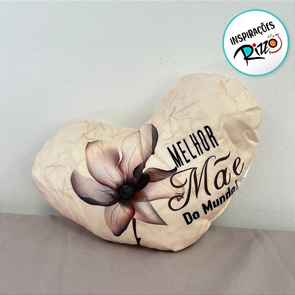 Almofada Coração de Pelúcia - Melhor Mãe Do Mundo - 28x20cm - 1 unidade - Rizzo