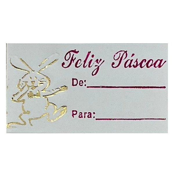 Etiqueta De Páscoa - De/Para - Coelho Dourado e Escrita Rosa - 2cm - 100 unidades - Rizzo